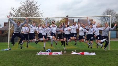 ESFA International Girls' team celebrating